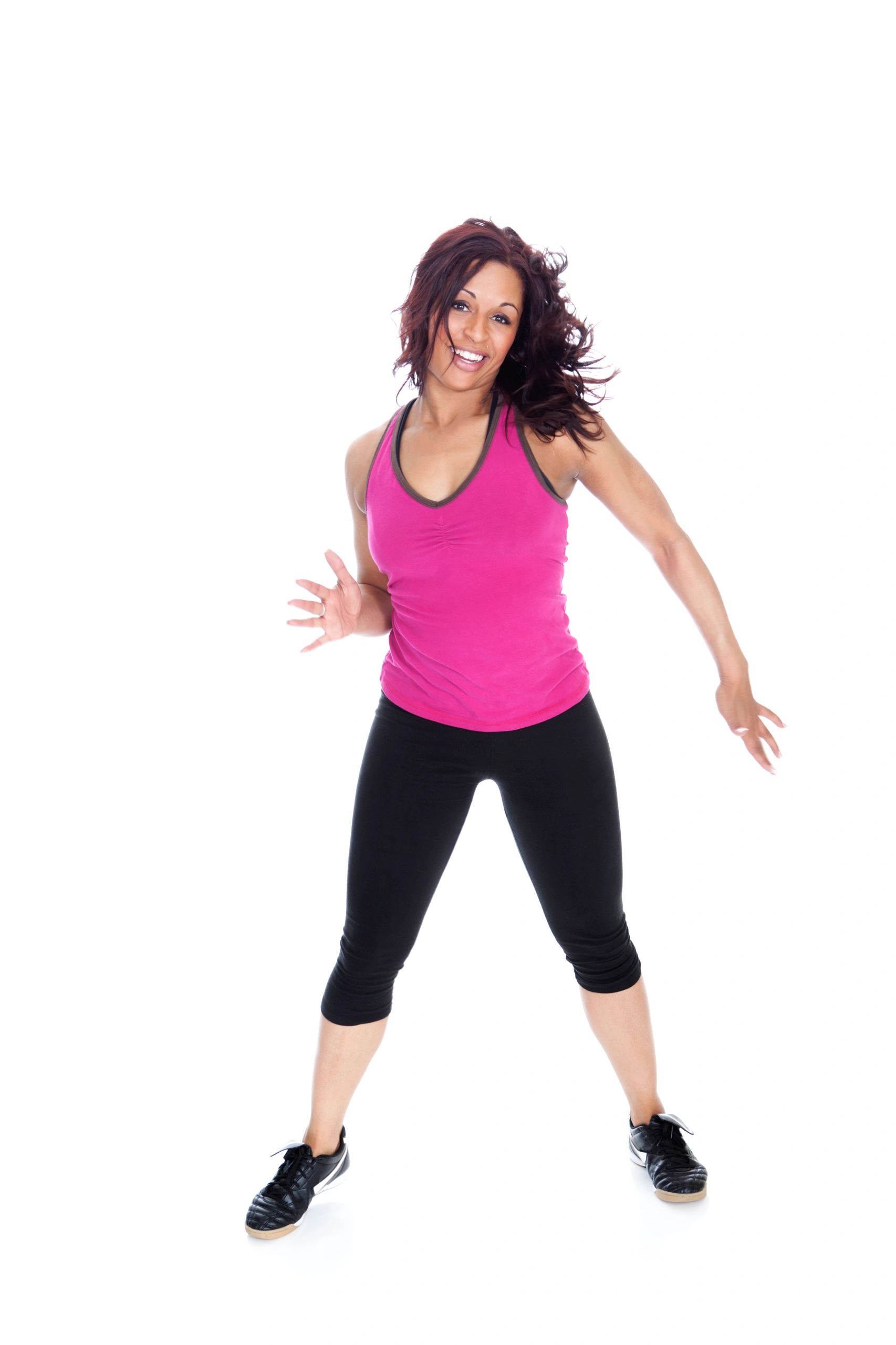 Portrait of an energetic dance fitness instructor